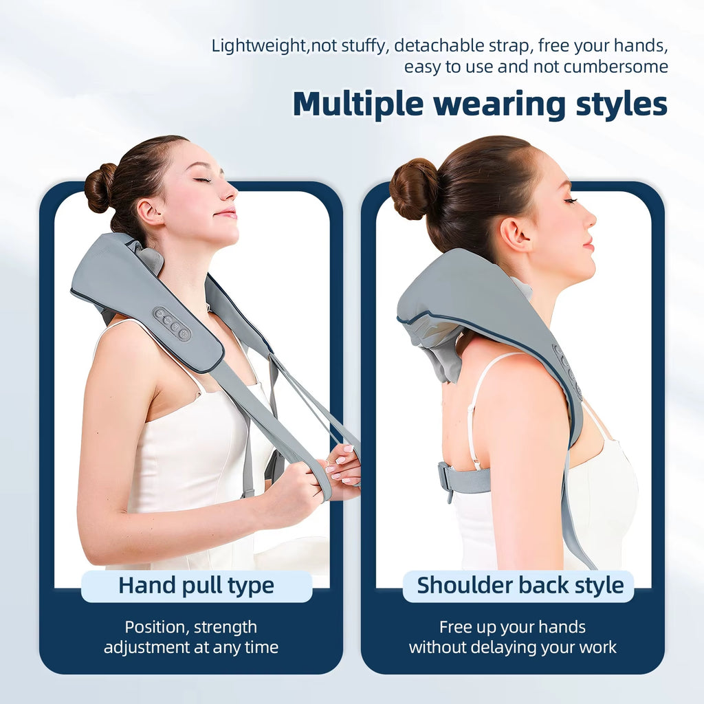 Wireless Neck and Back Massager Neck and Shoulder Kneading Massage Shawl Neck Cervical Relaxing Trapezius Massager