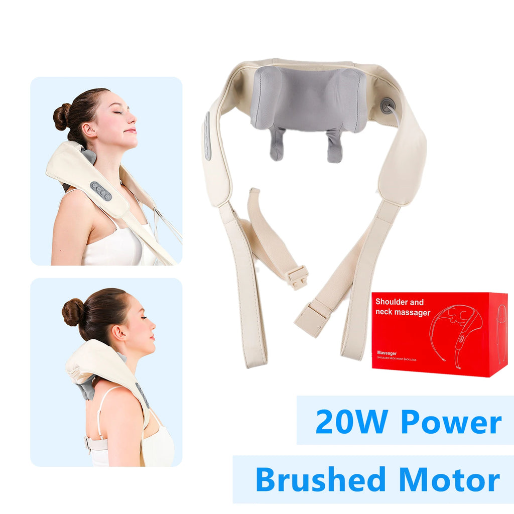 26W Brushless Motor Neck and Shoulder Massager Wireless Shoulder and Back Kneading Massage Shawl Neck Masajeador
